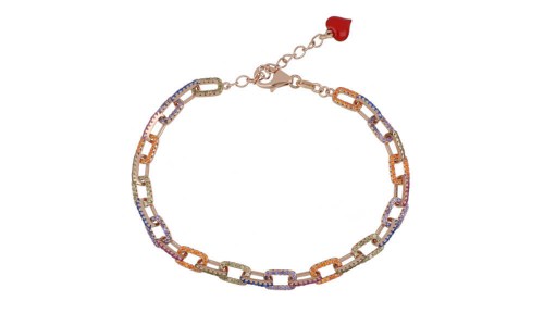 Bracciale Argento Catena Multicolor Cuori Milano 24892025